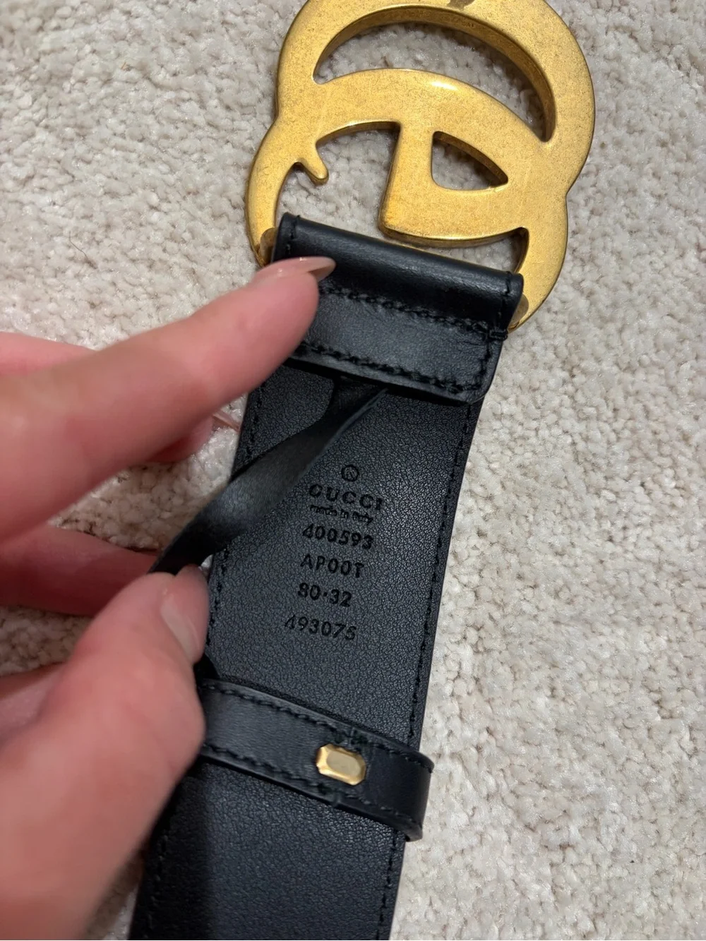 Gucci Black Calfskin Double G 40mm Belt 80 32 display picture 3